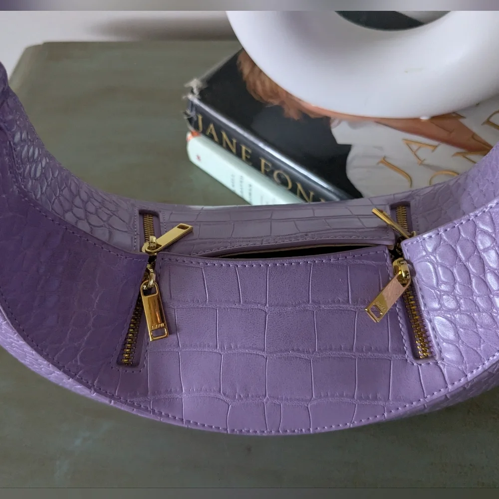 JW Pei Lavender Croc-Embossed Shoulder Bag - Picture 11 of 15
